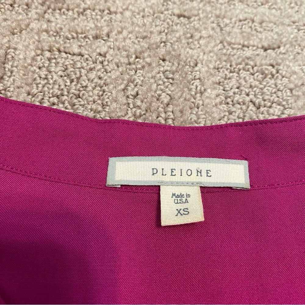 {Pleione} Mixed Media Roll Sleeve Top | Fuscia Pink ~ Size XS - Picture 7 of 15